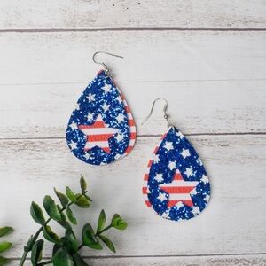 Starry Blue and Red Teardrop Earrings